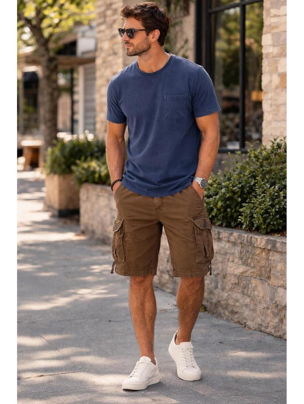 Aeropostale Cargo Shorts Mens 36 Green Longer Length A87 Drawstring Pockets NWT